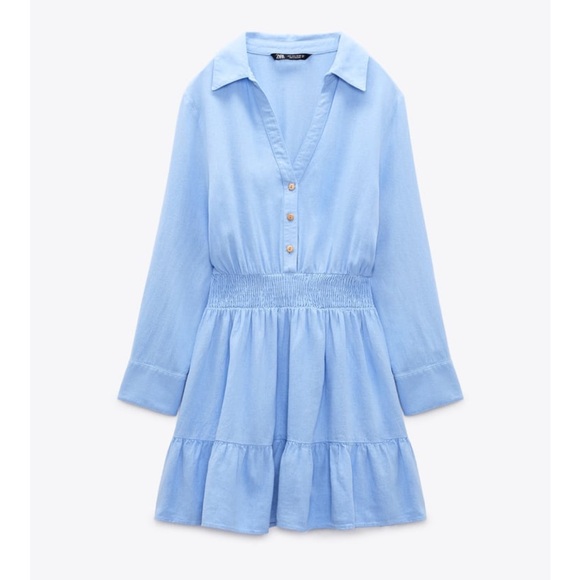 zara blue linen dress MADE TO FLATTER DENIM MINI DRESS main image 0